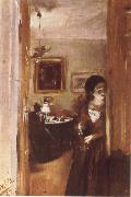 Adolph von Menzel, Livingroom with Menzel-s sister